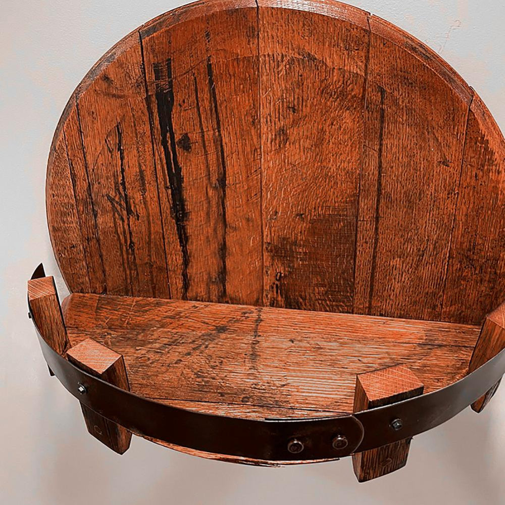 Rustic Round Wall-Mounted Timber Shelf for Display