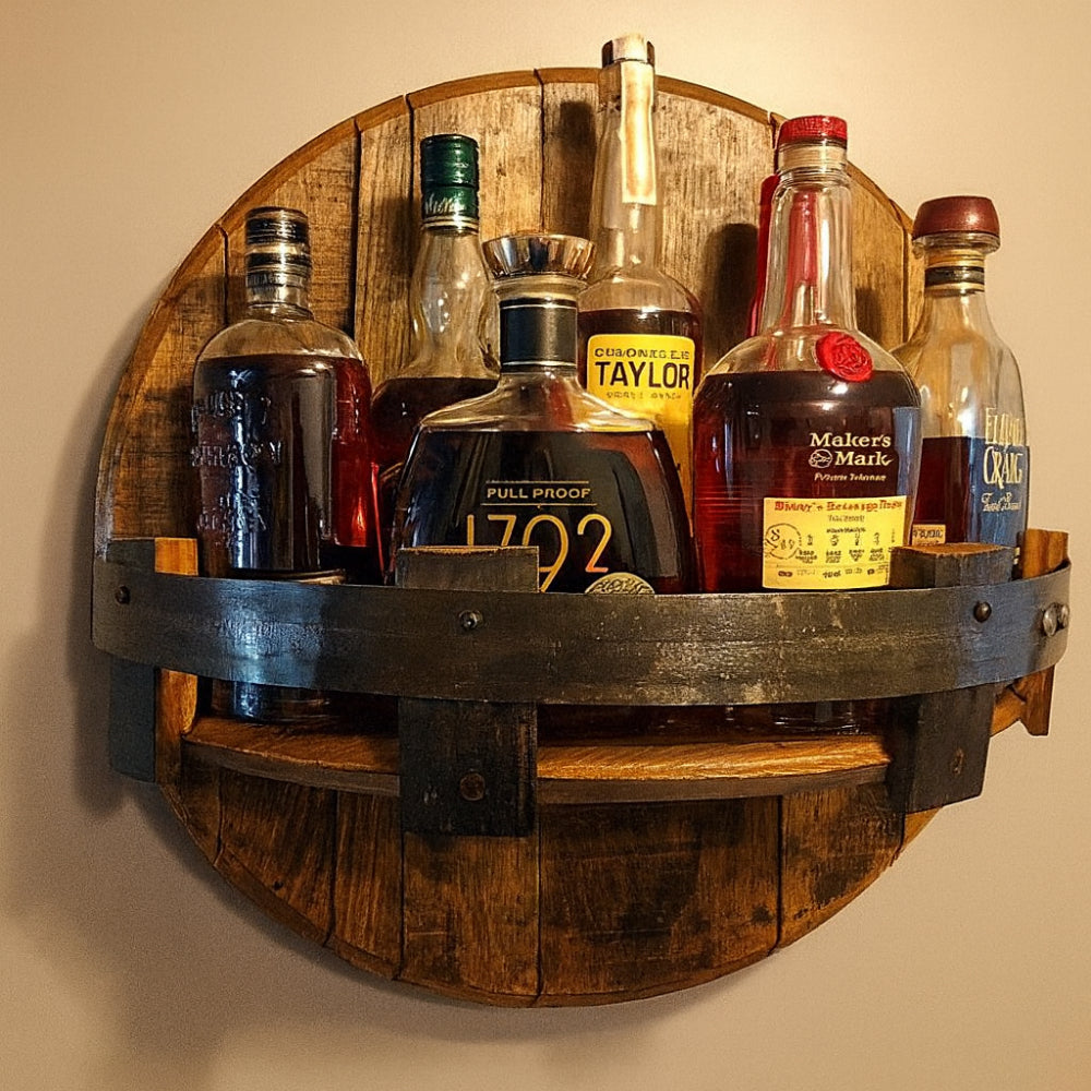 Rustic Round Wall-Mounted Timber Shelf for Display