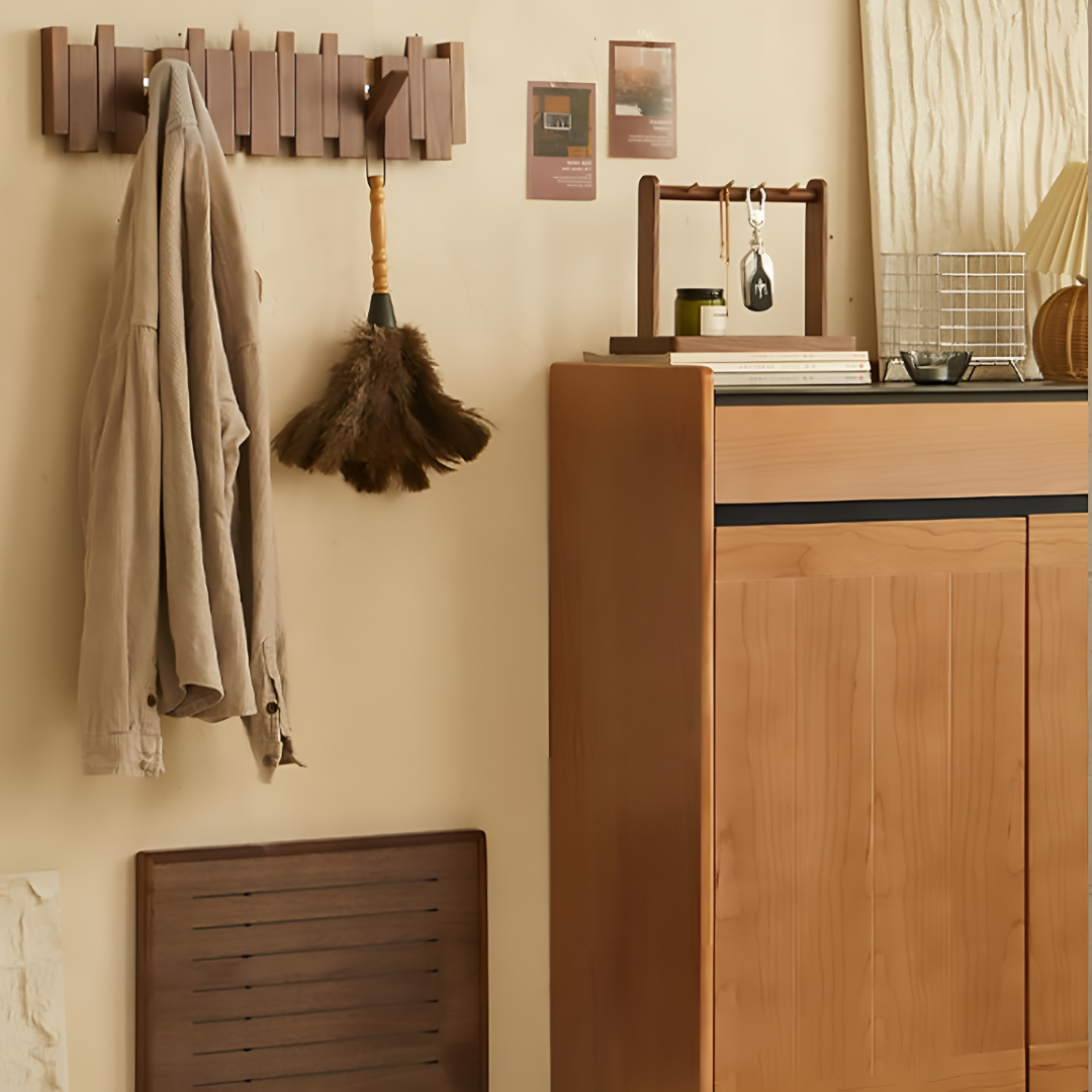 Elegant Wall-Mounted Coat Organizer with Folding Hooks