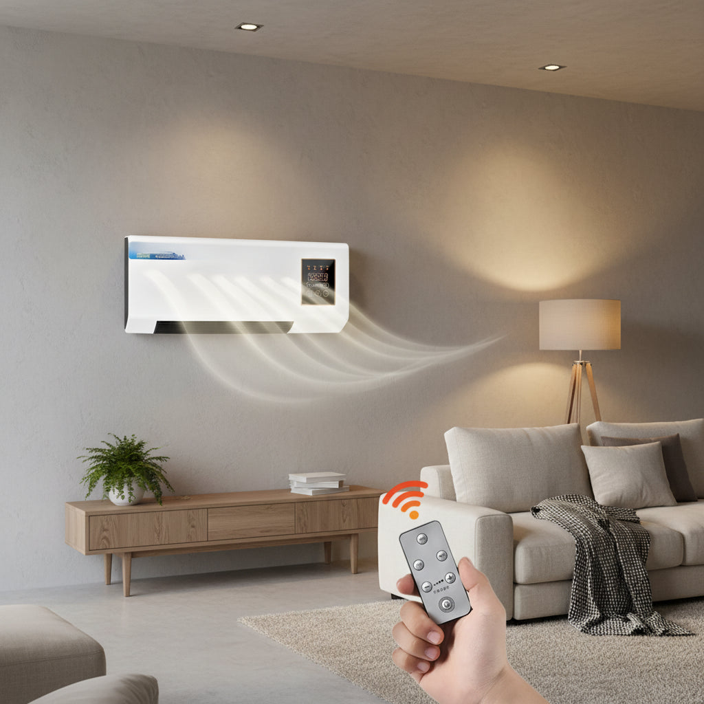 Electric Wall Heater with Remote – Compact Space-Saving Indoor Warmth