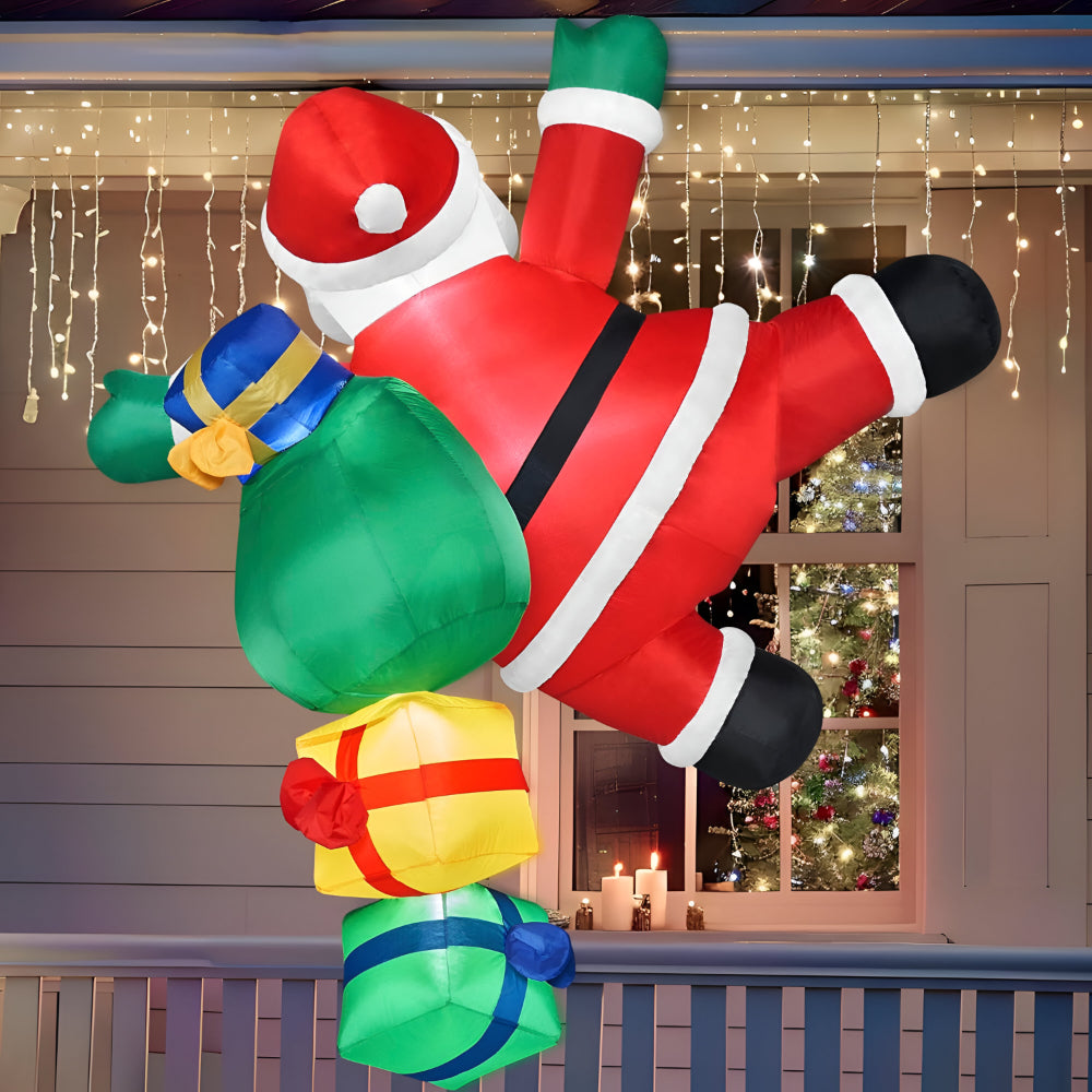 Festive Climber Santa Inflatable with Illuminating Lights