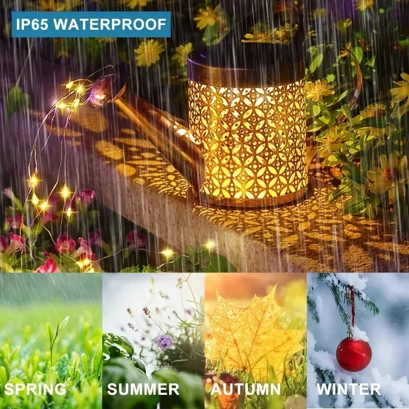 Charming Outdoor Hanging Lantern with Retro Watering Can Design