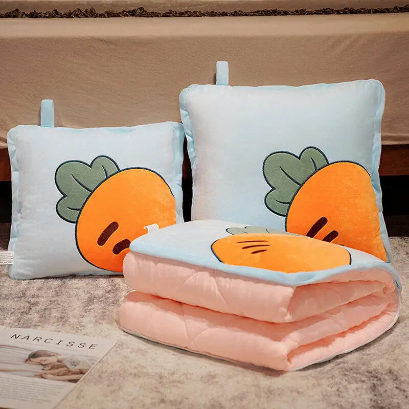 Cartoon Toast Design Travel Blanket Pillow | Cozy Dual-Use Comfort