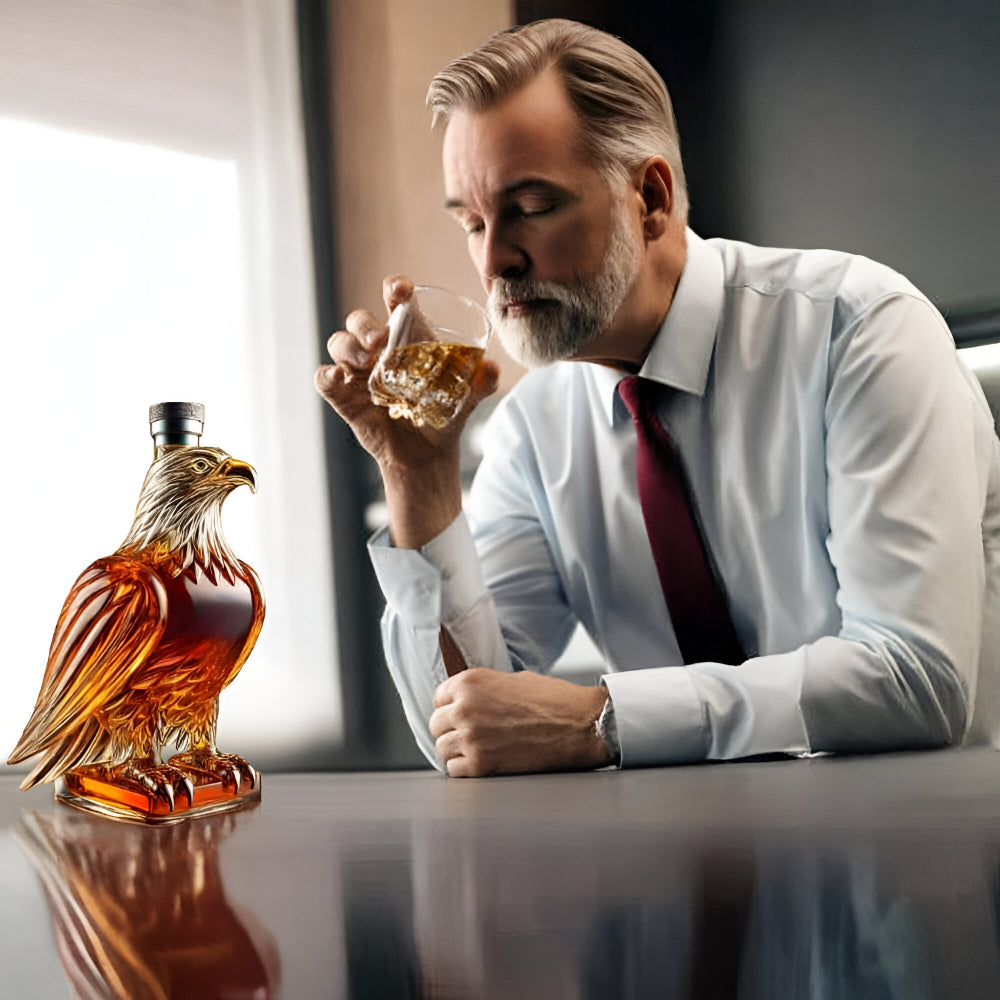 Majestic Eagle Glass Decanter for Spirits and Bar Decor