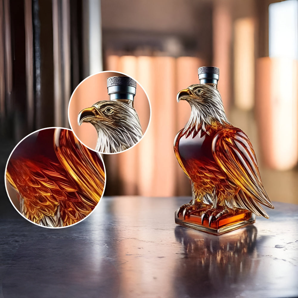 Majestic Eagle Glass Decanter for Spirits and Bar Decor