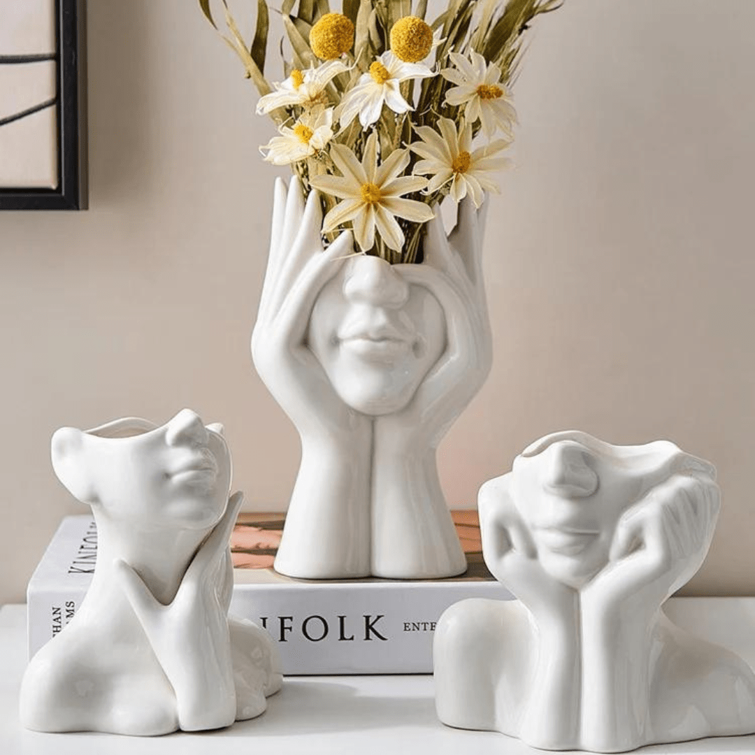 Sleek White Ceramic Vase - Chic Design for Home Elegance