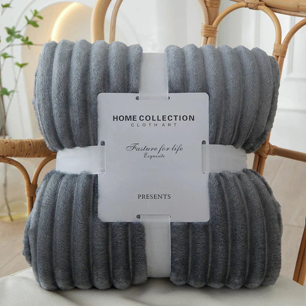 Chic Striped Fleece Throw Blanket with Textured Finish