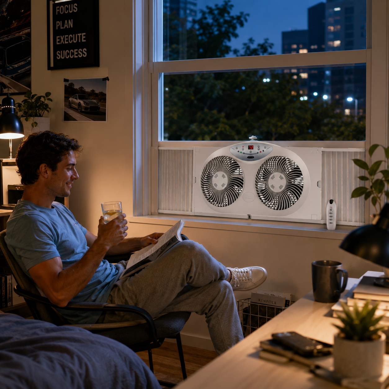 Dual Action Window Fan with Remote Control for Ultimate Airflow