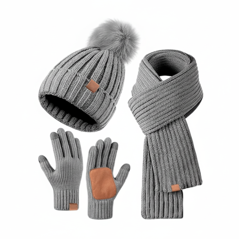 Cozy Knit Winter Set: Hat, Scarf & Touchscreen Gloves