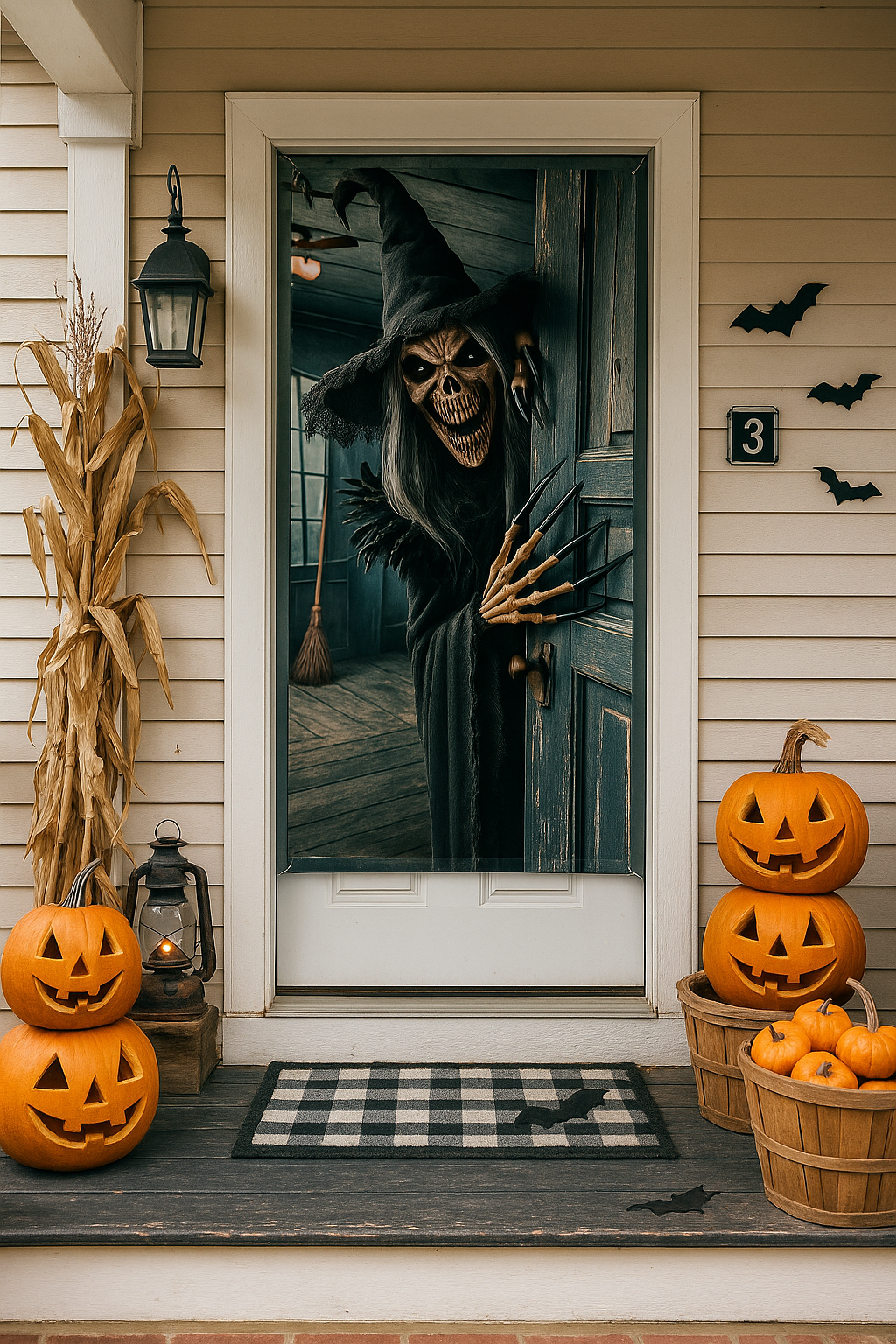 Halloween Witch Door Banner Polyester Entryway Decor for Halloween
