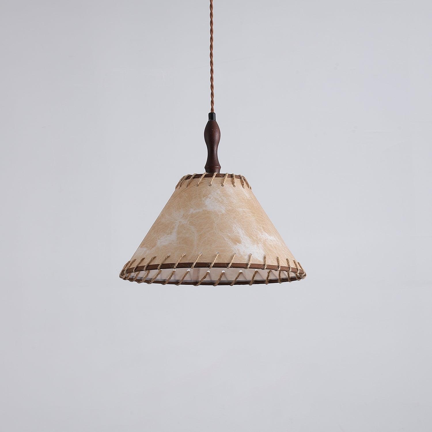 NaturalEssence Wooden Pendant Light with Soft Fabric Details