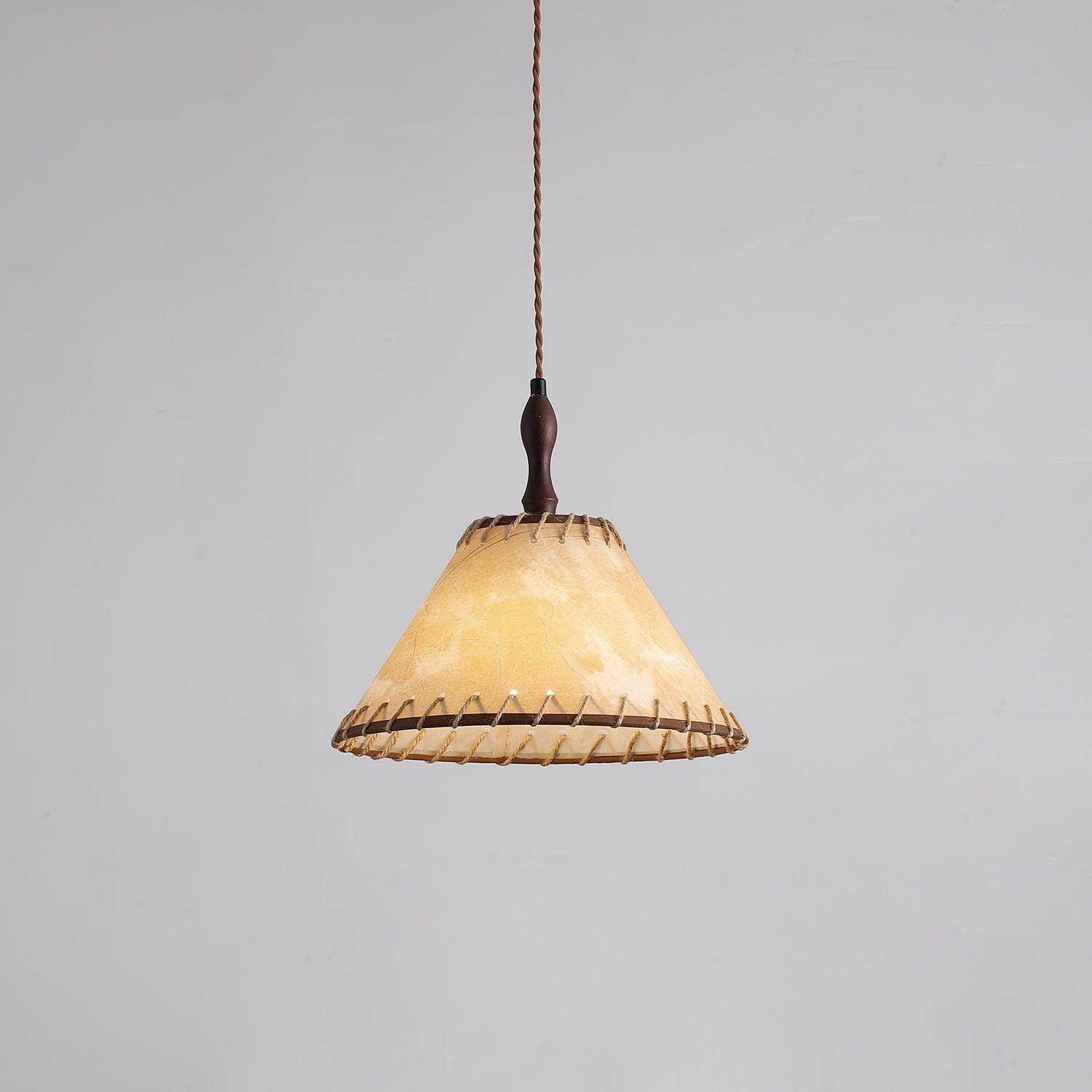 NaturalEssence Wooden Pendant Light with Soft Fabric Details