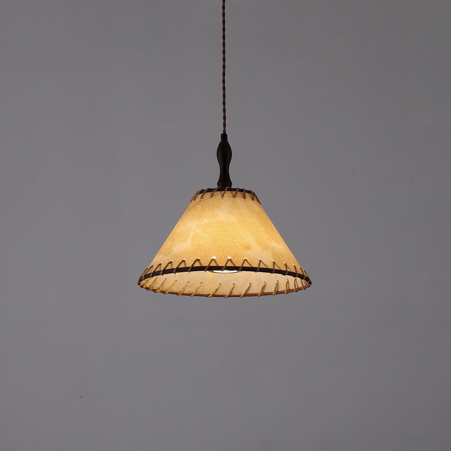 NaturalEssence Wooden Pendant Light with Soft Fabric Details