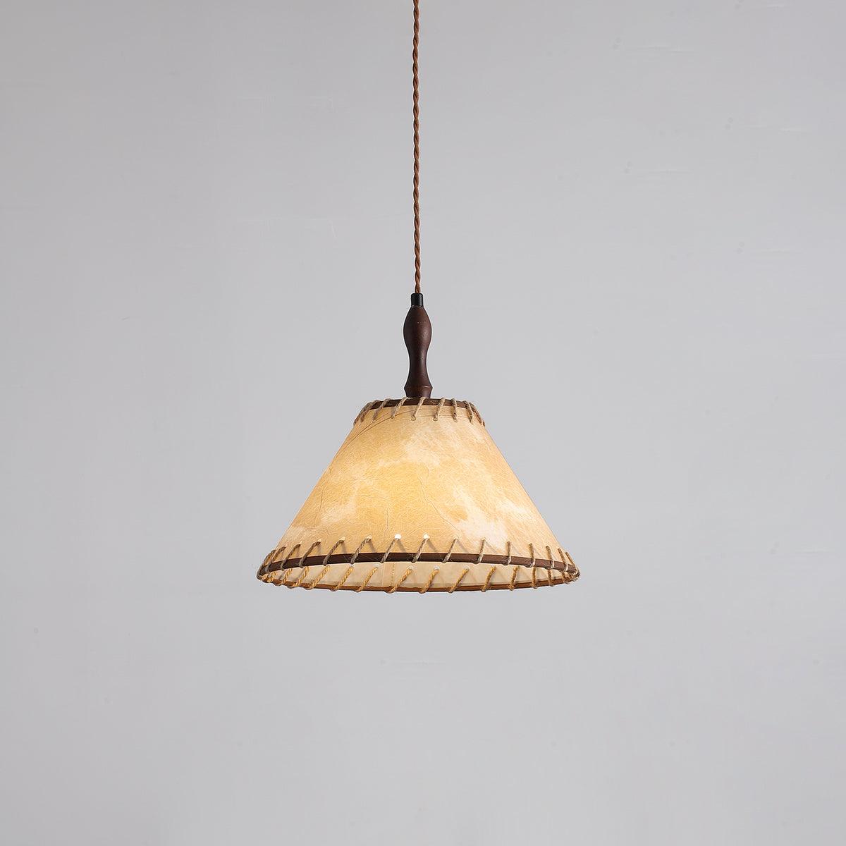 NaturalEssence Wooden Pendant Light with Soft Fabric Details