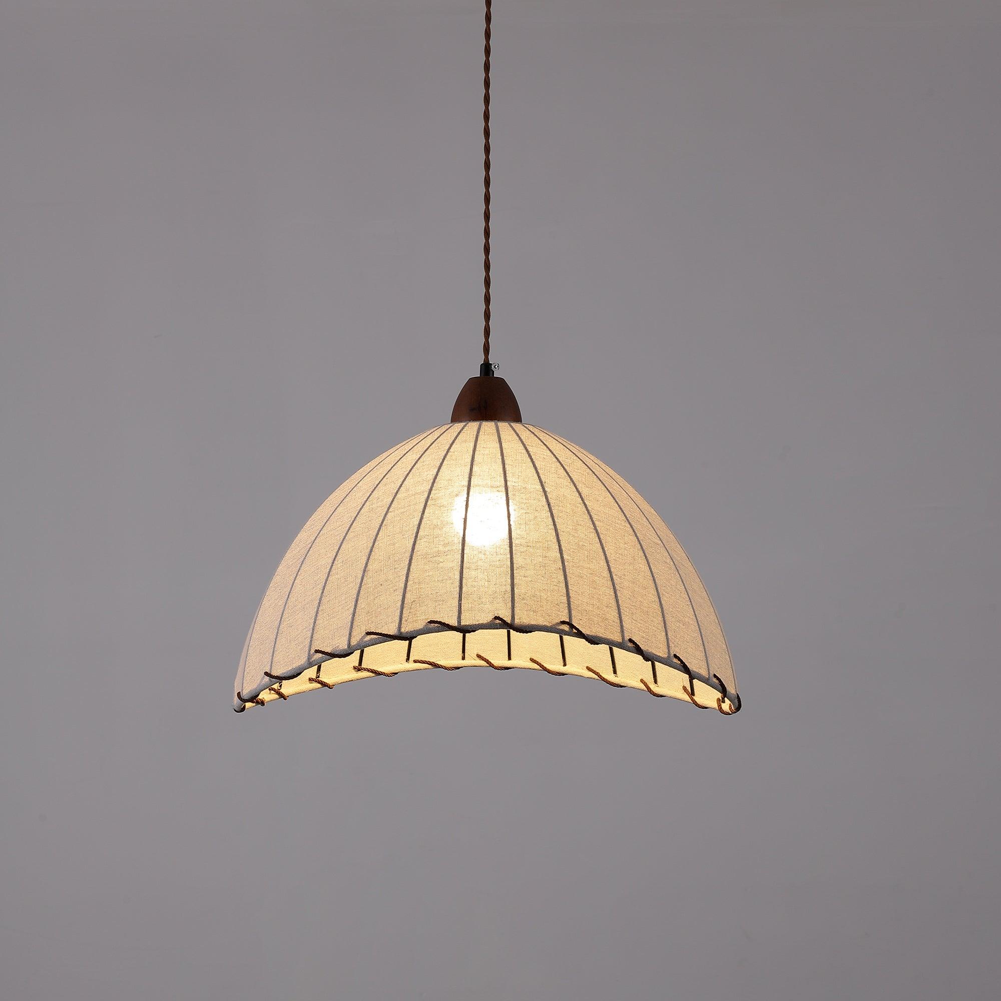 NaturalEssence Wooden Pendant Light with Soft Fabric Details