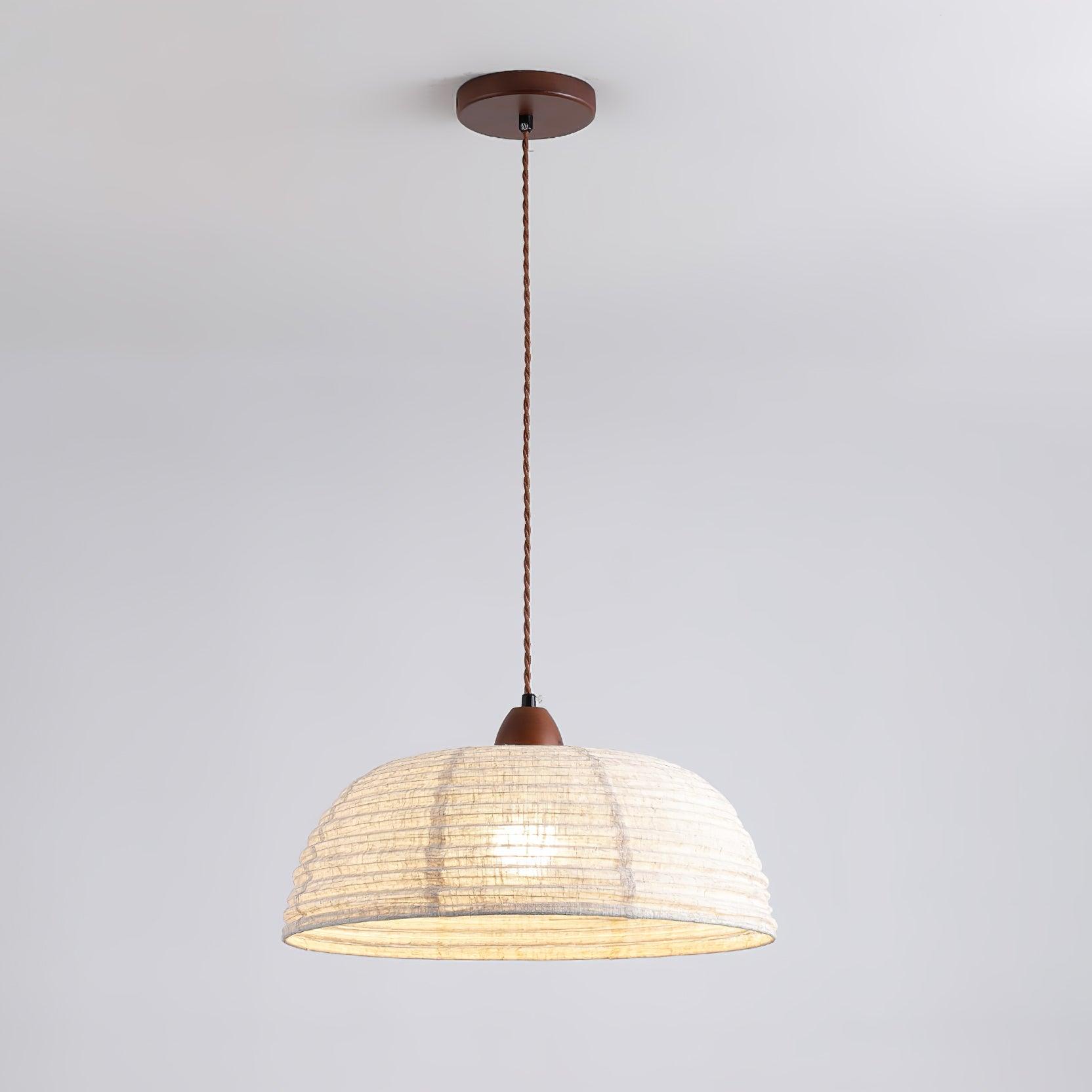 NaturalEssence Wooden Pendant Light with Soft Fabric Details