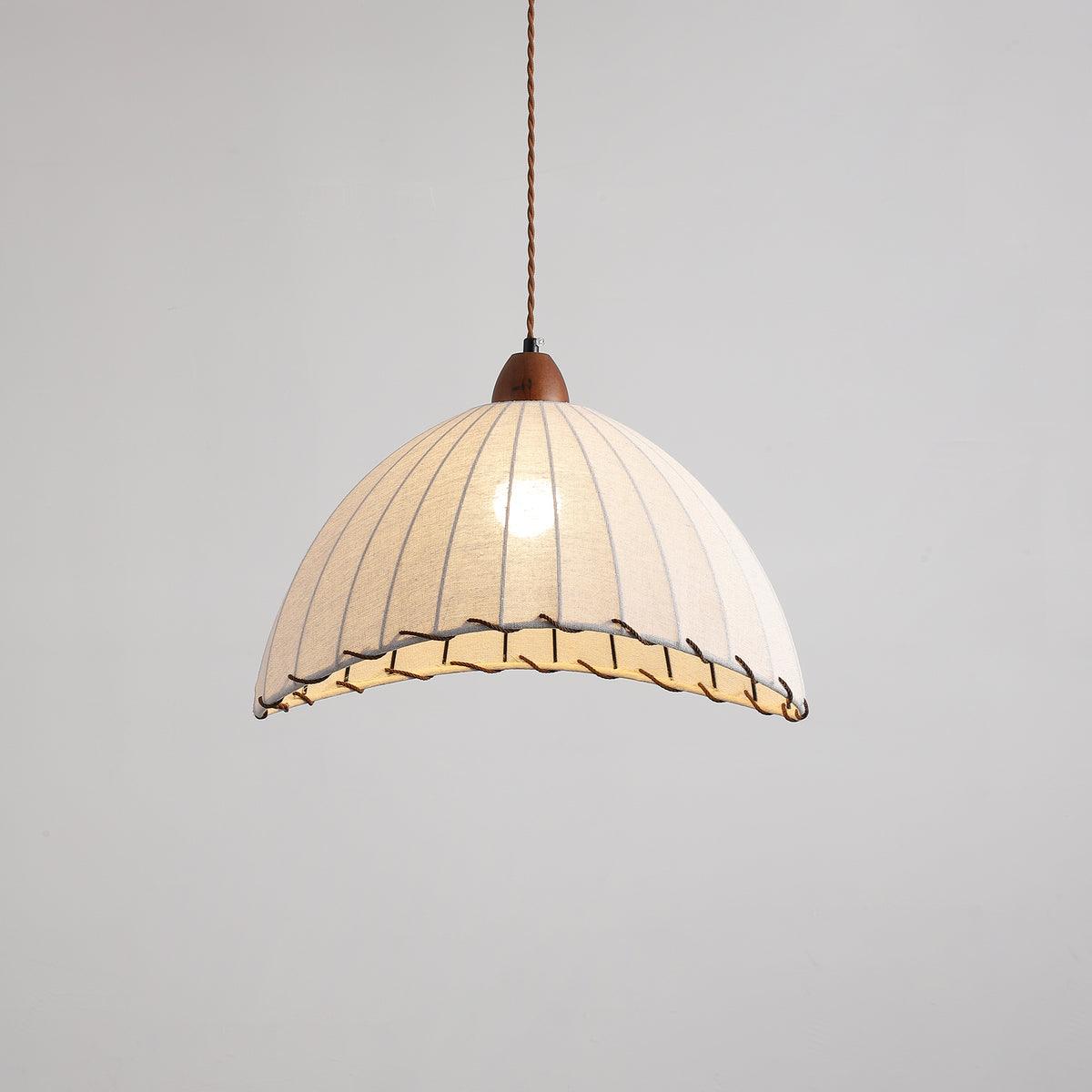 NaturalEssence Wooden Pendant Light with Soft Fabric Details