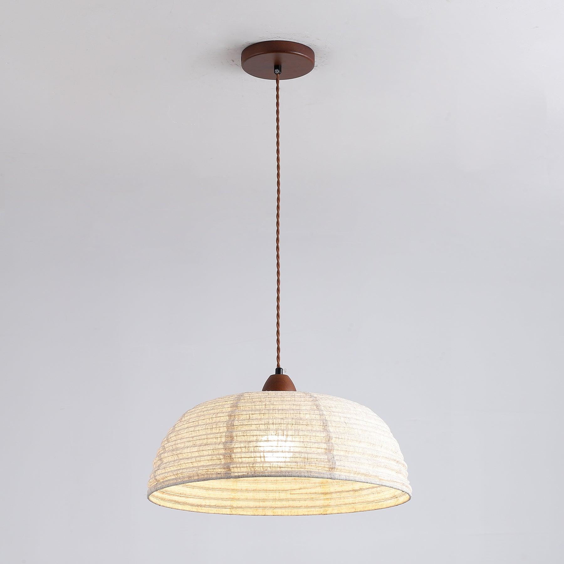 NaturalEssence Wooden Pendant Light with Soft Fabric Details