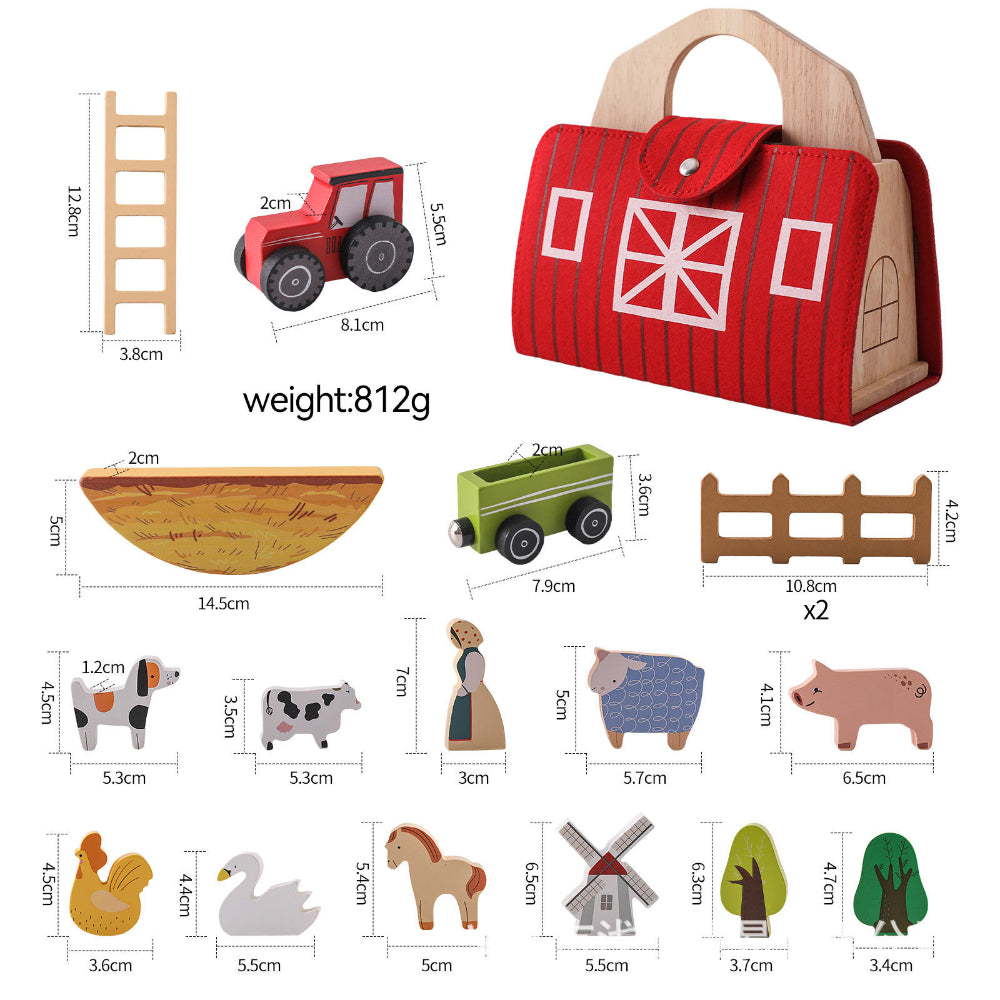 Portable Wooden Farm Adventure Playset for Toddlers