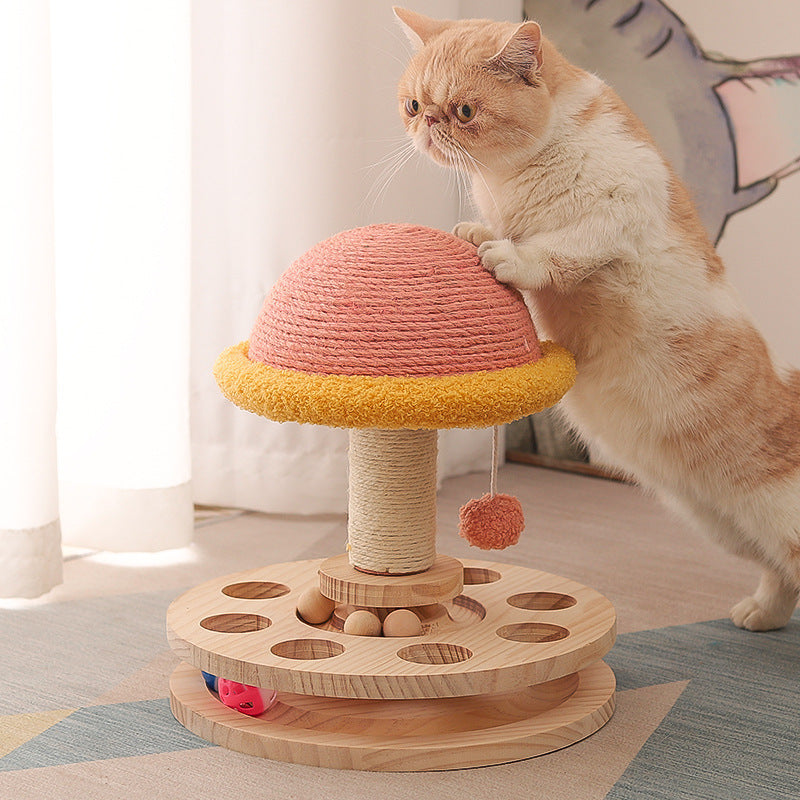 Durable Cat Climbing Structure with Sisal Scratch Post for Playful Cats
