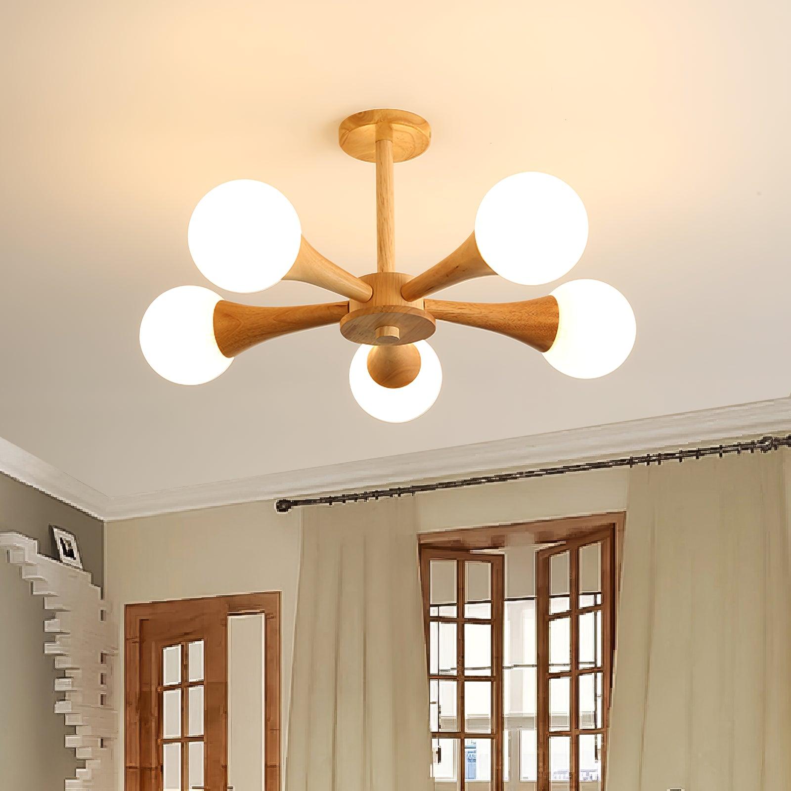 Luna Wood Pendant Light: Chic Wooden Ceiling Fixture