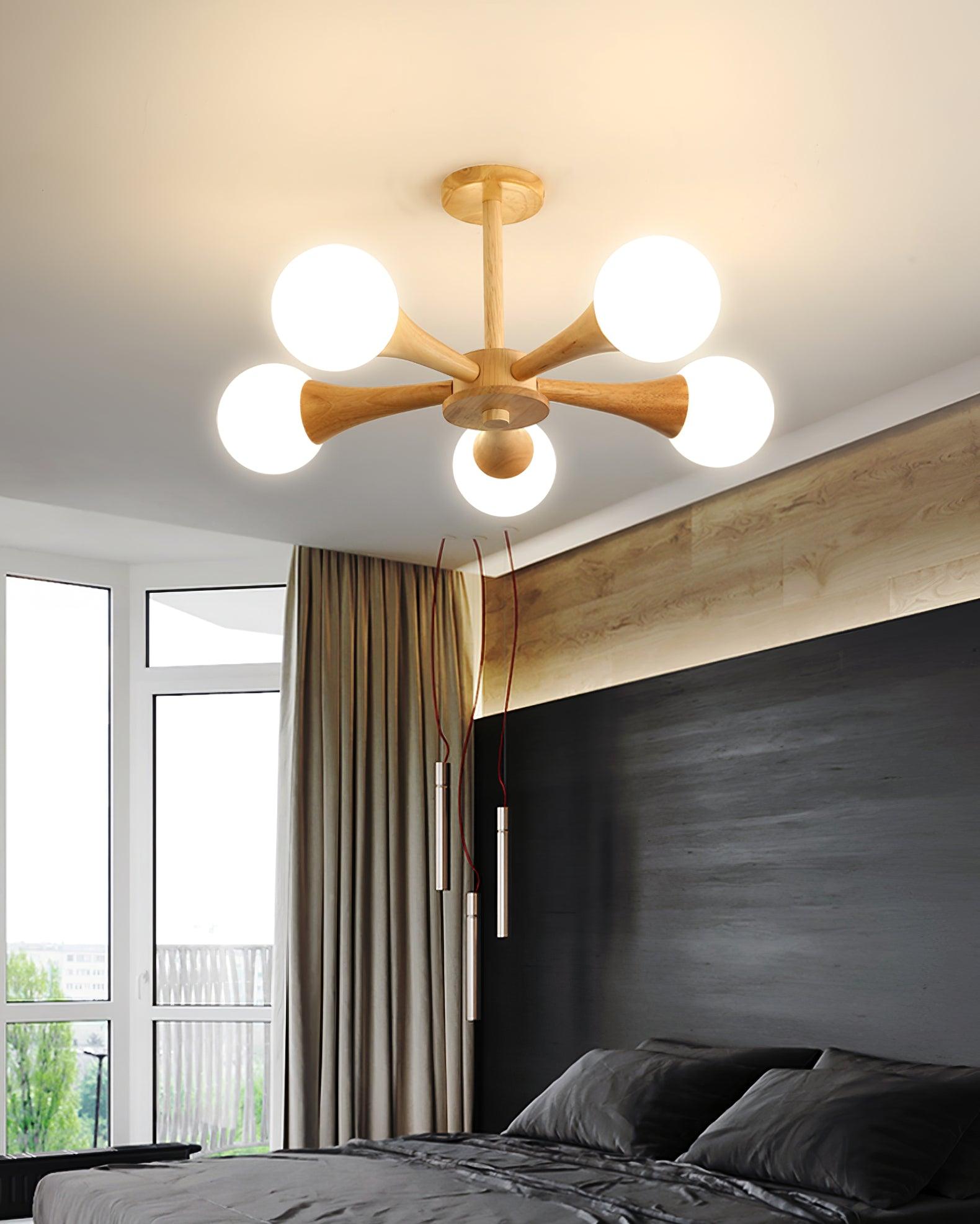 Luna Wood Pendant Light: Chic Wooden Ceiling Fixture