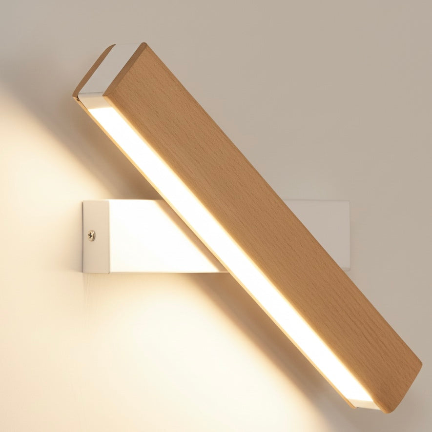 Natural Wood Wall Sconce with 360° Swivel Design