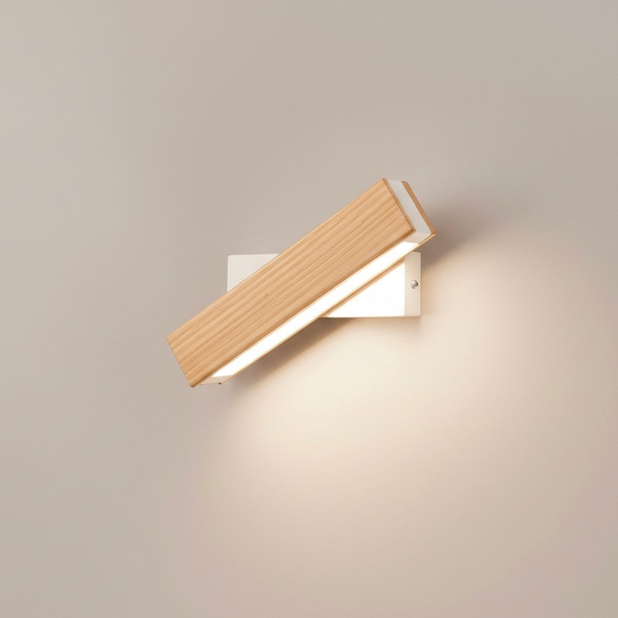 Natural Wood Wall Sconce with 360° Swivel Design