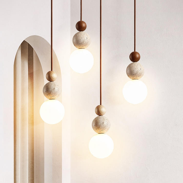 Modern Simple Style Travertine Pendant Light in Natural Taavita Stone