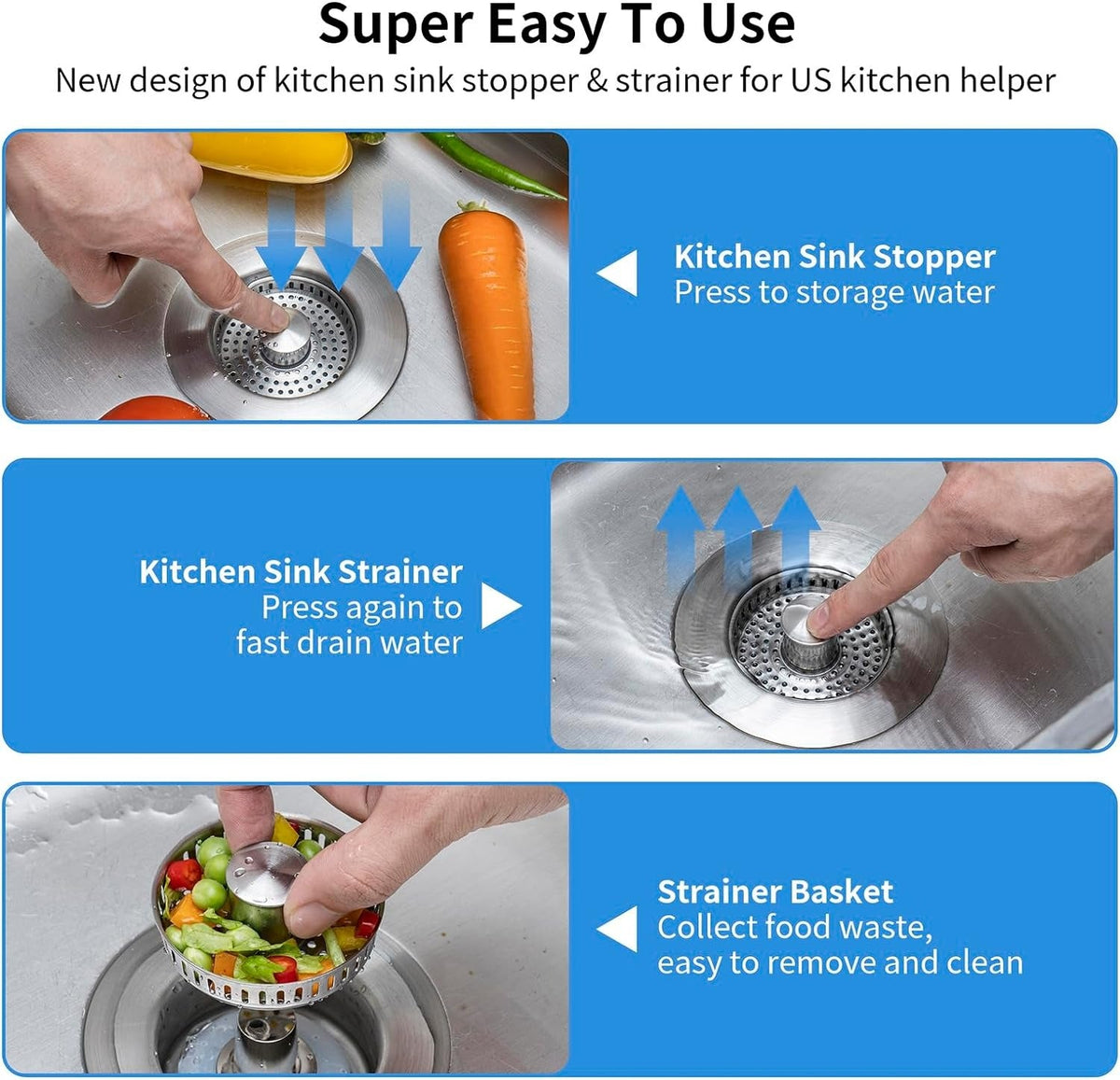 Ultimate Kitchen Sink Strainer & Stopper Solution
