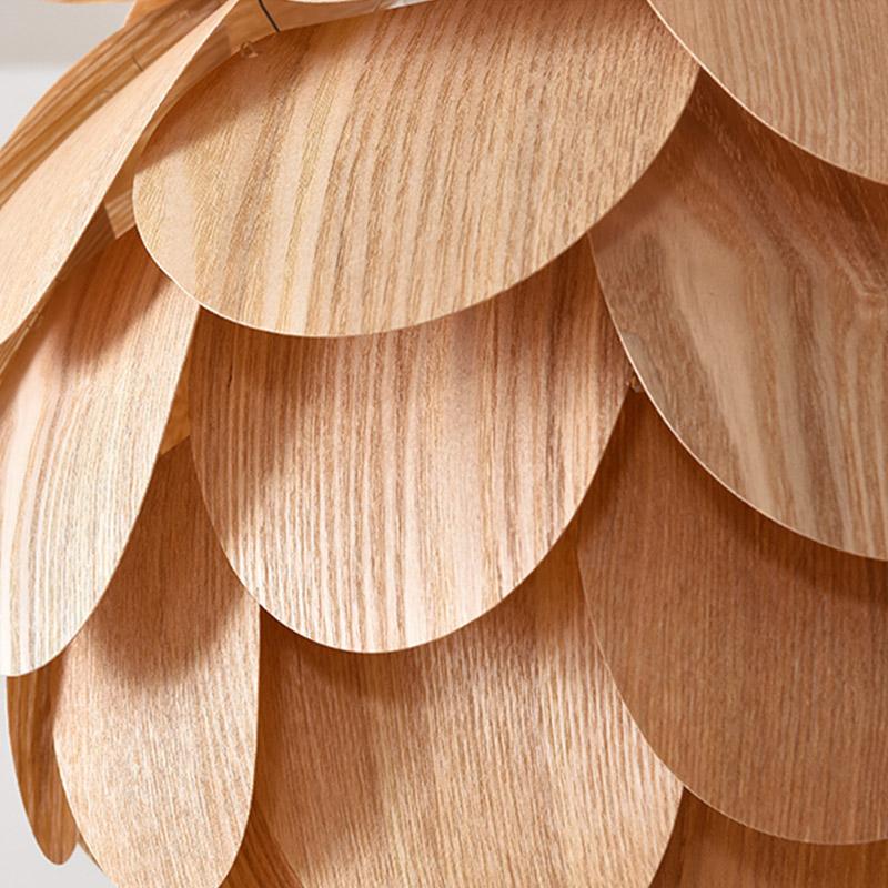 15'' Wood Pendant Light - Rustic Pineapple Shaped Design