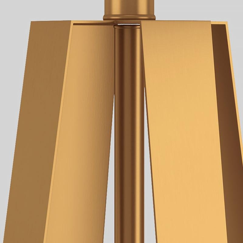 22 inch 1-Light Brass Geometric Table Lamp with Golden Faux Silk Drum Shade