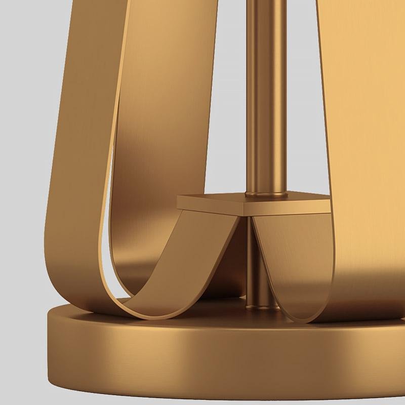 22 inch 1-Light Brass Geometric Table Lamp with Golden Faux Silk Drum Shade