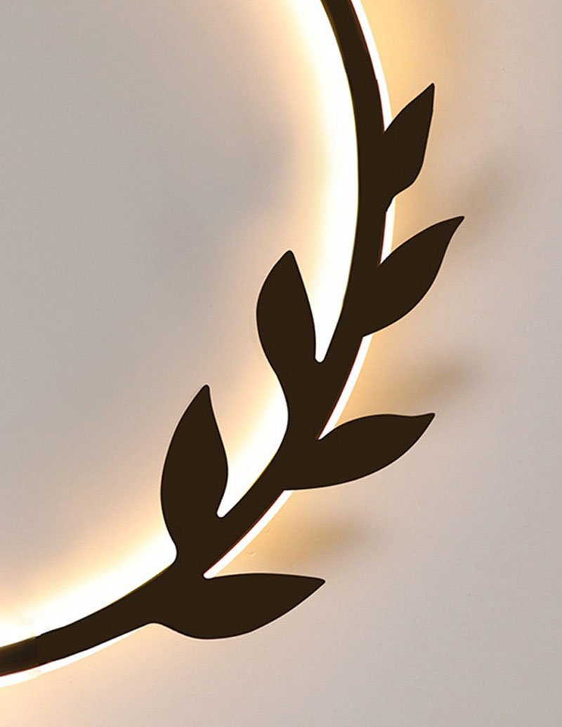 20'' Round Dimmable Black Flush Mount Ceiling Lights LED Lights with Leaf-Shaped Edge Design