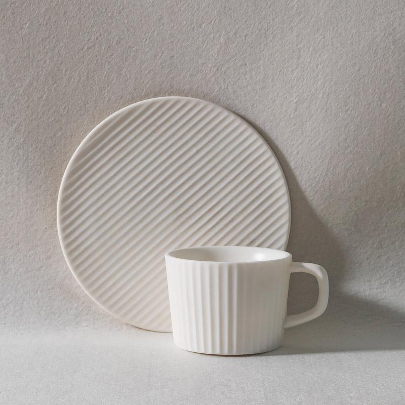 2/4/6 Piece Gray White Stoneware Coffee Mug Set