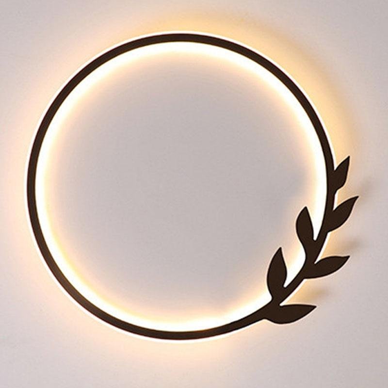 20'' Round Dimmable Black Flush Mount Ceiling Lights LED Lights with Leaf-Shaped Edge Design