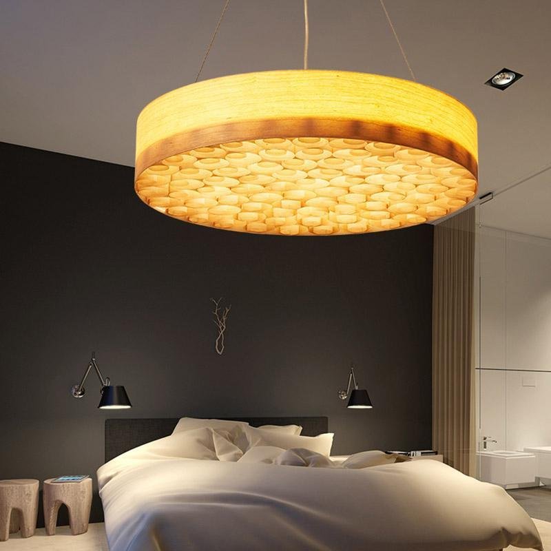 24'' Large Wooden Hanging Ceiling Light Pendant Light - dazuma