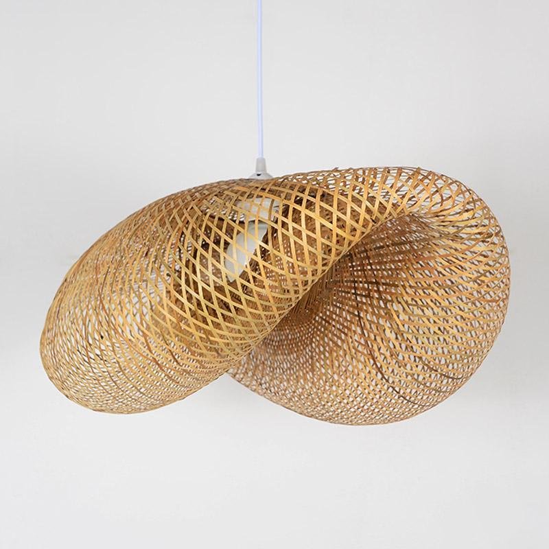 24'' Curved Bamboo Pendant Light - Modern Farmhouse Design