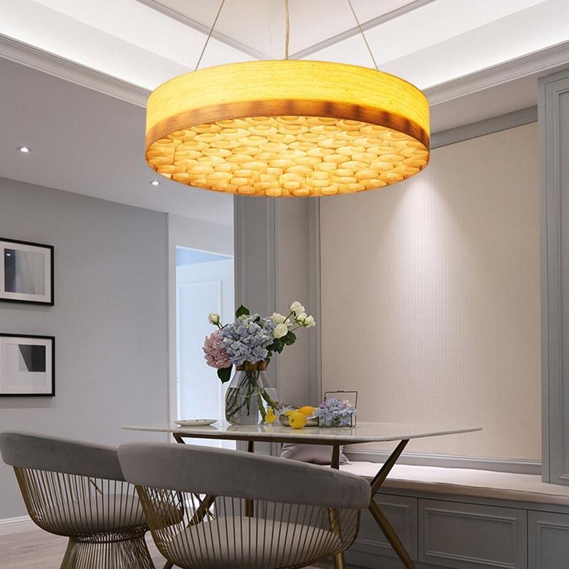 24'' Large Taavita Drum Light Pendant Wood Living Room Ceiling Lamp Lighting