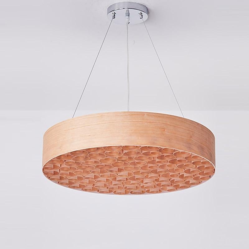 24'' Large Taavita Drum Light Pendant Wood Living Room Ceiling Lamp Lighting