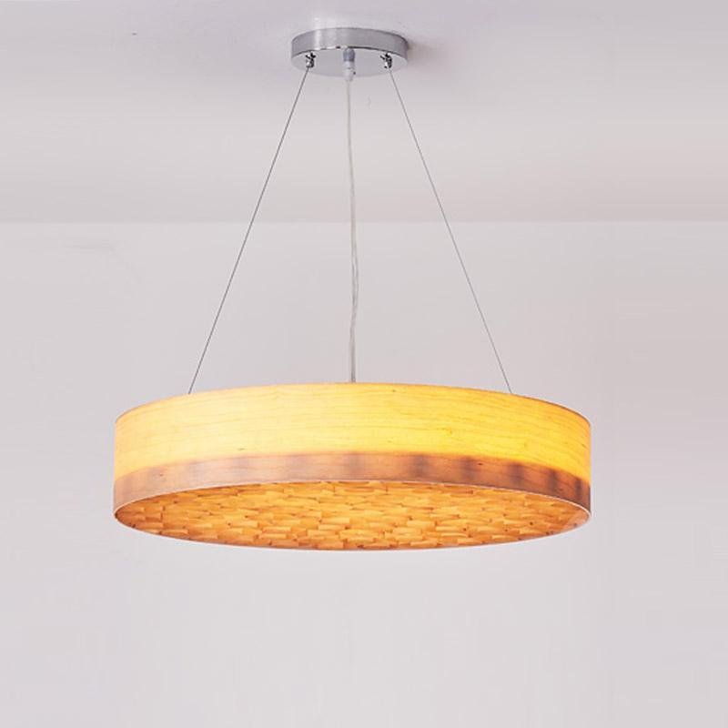 24'' Large Taavita Drum Light Pendant Wood Living Room Ceiling Lamp Lighting