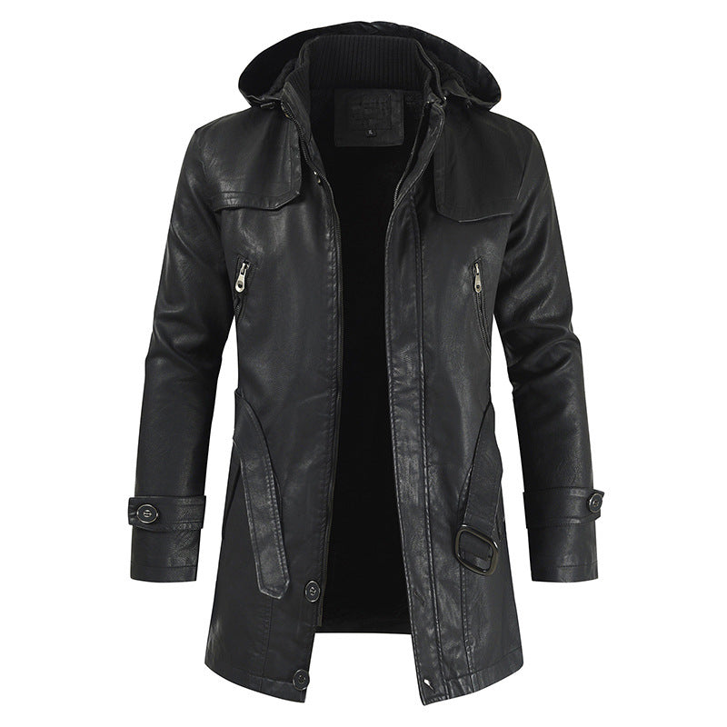 Chic Leather Winter Coat with Stylish Double Collar