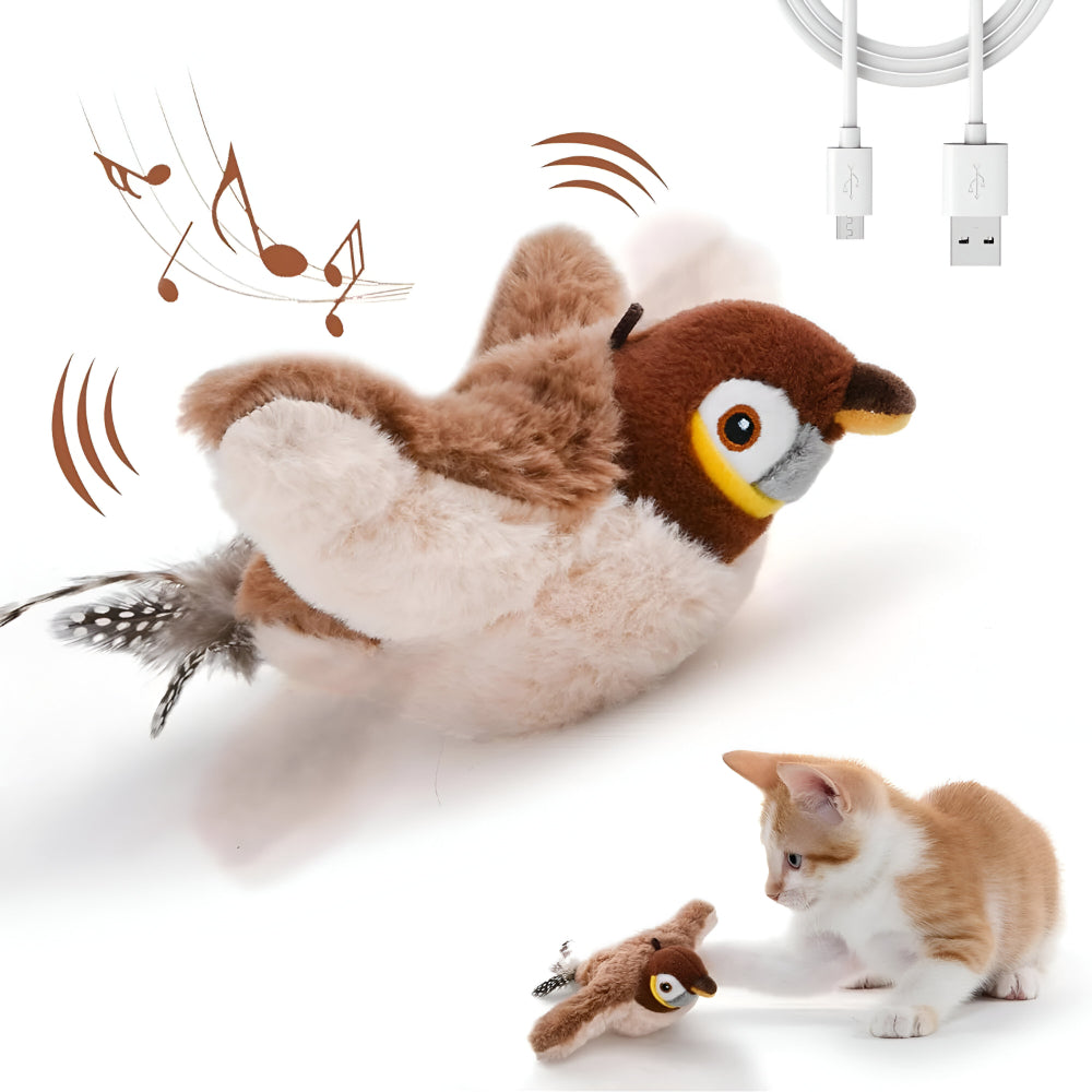 Exciting Plush Bird Toy for Cats with Sound Activation