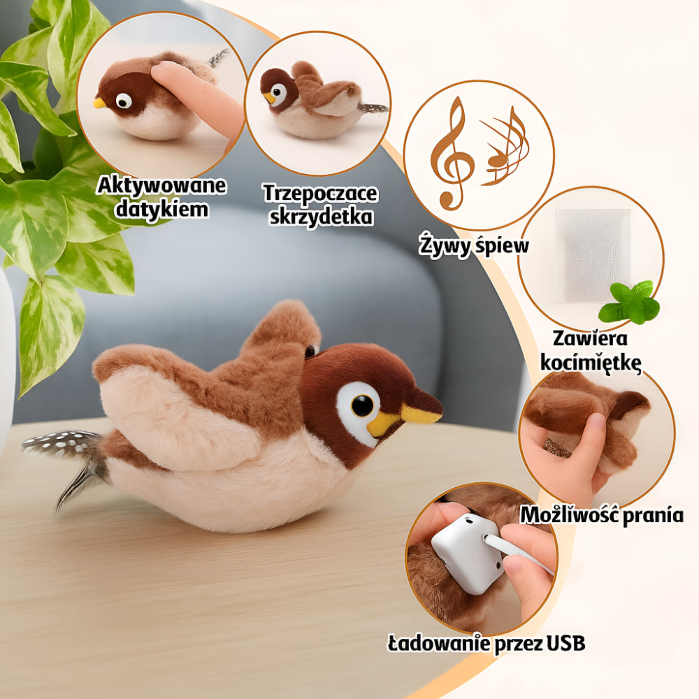 Exciting Plush Bird Toy for Cats with Sound Activation