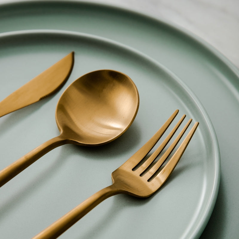 OrléneSet — Matte Titanium Flatware Set with Minimalist Design
