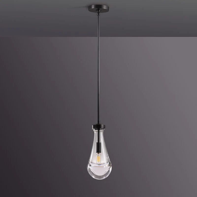 Liora — Hand-Blown Glass Raindrop Pendant Light with Warm Glow