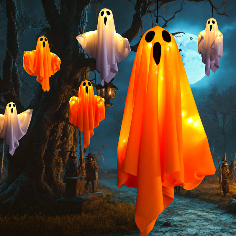 Glowing Halloween Ghost Chandelier with Weatherproof LED Lights