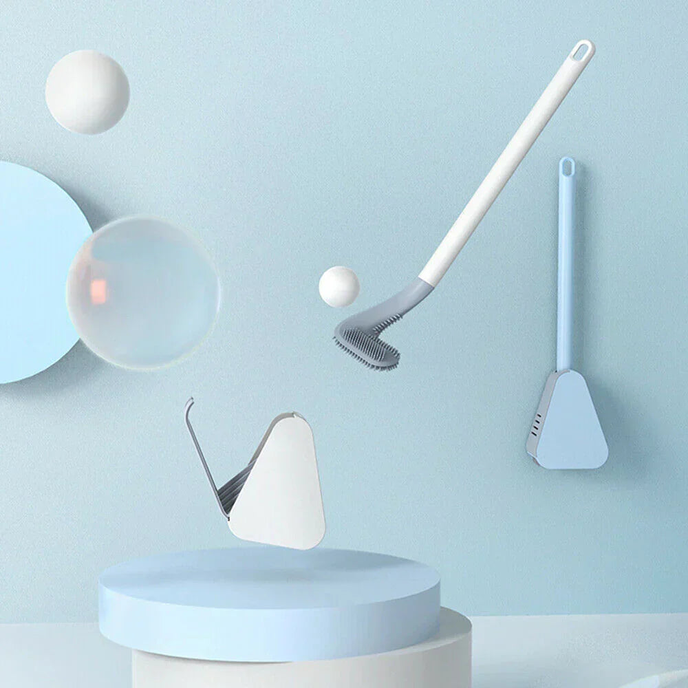 Advanced Silicone Toilet Brush with Space-Saving Holder