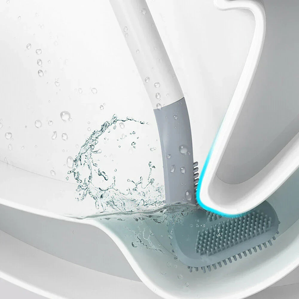 Advanced Silicone Toilet Brush with Space-Saving Holder