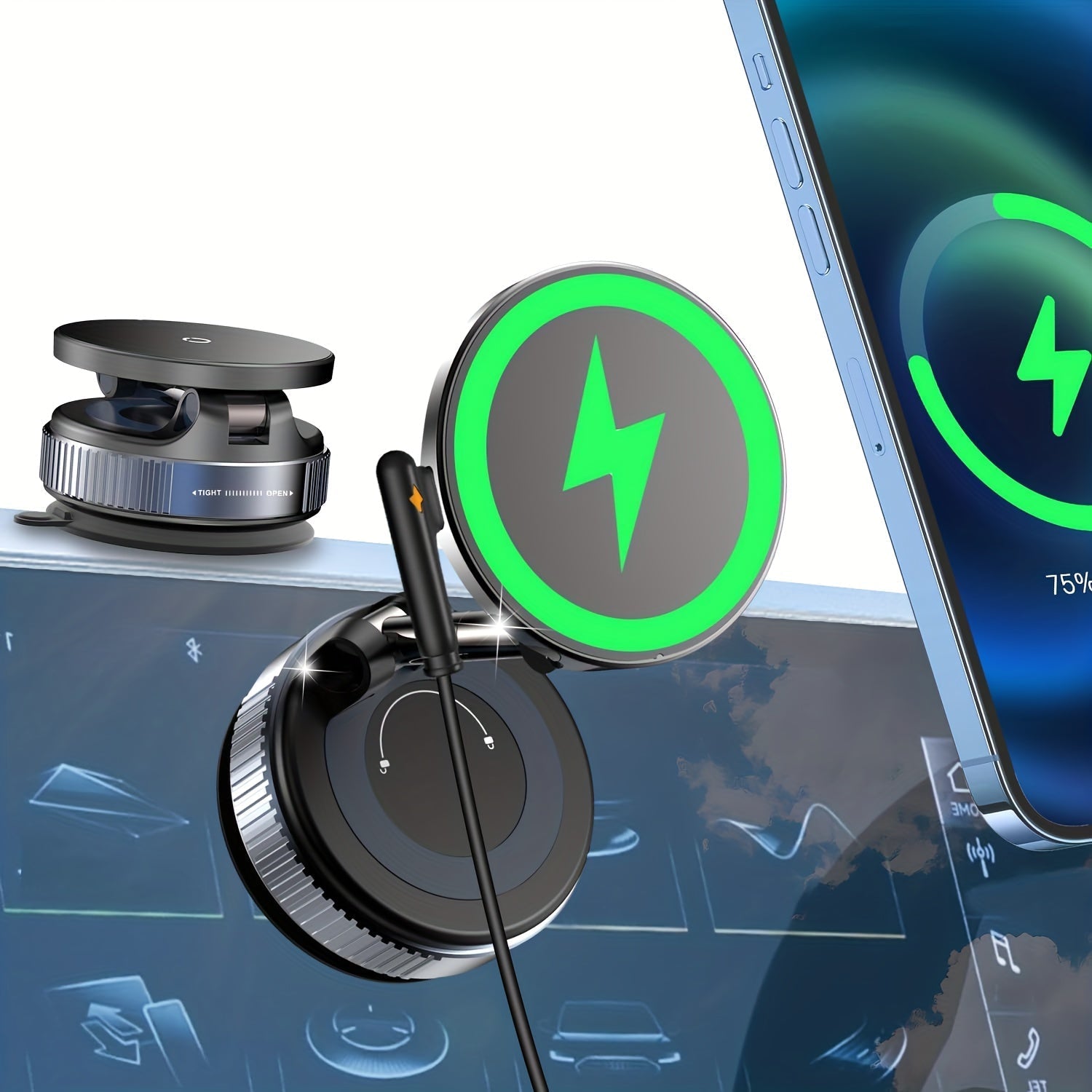 Aluminum Magnetic Car Phone Charger & Holder